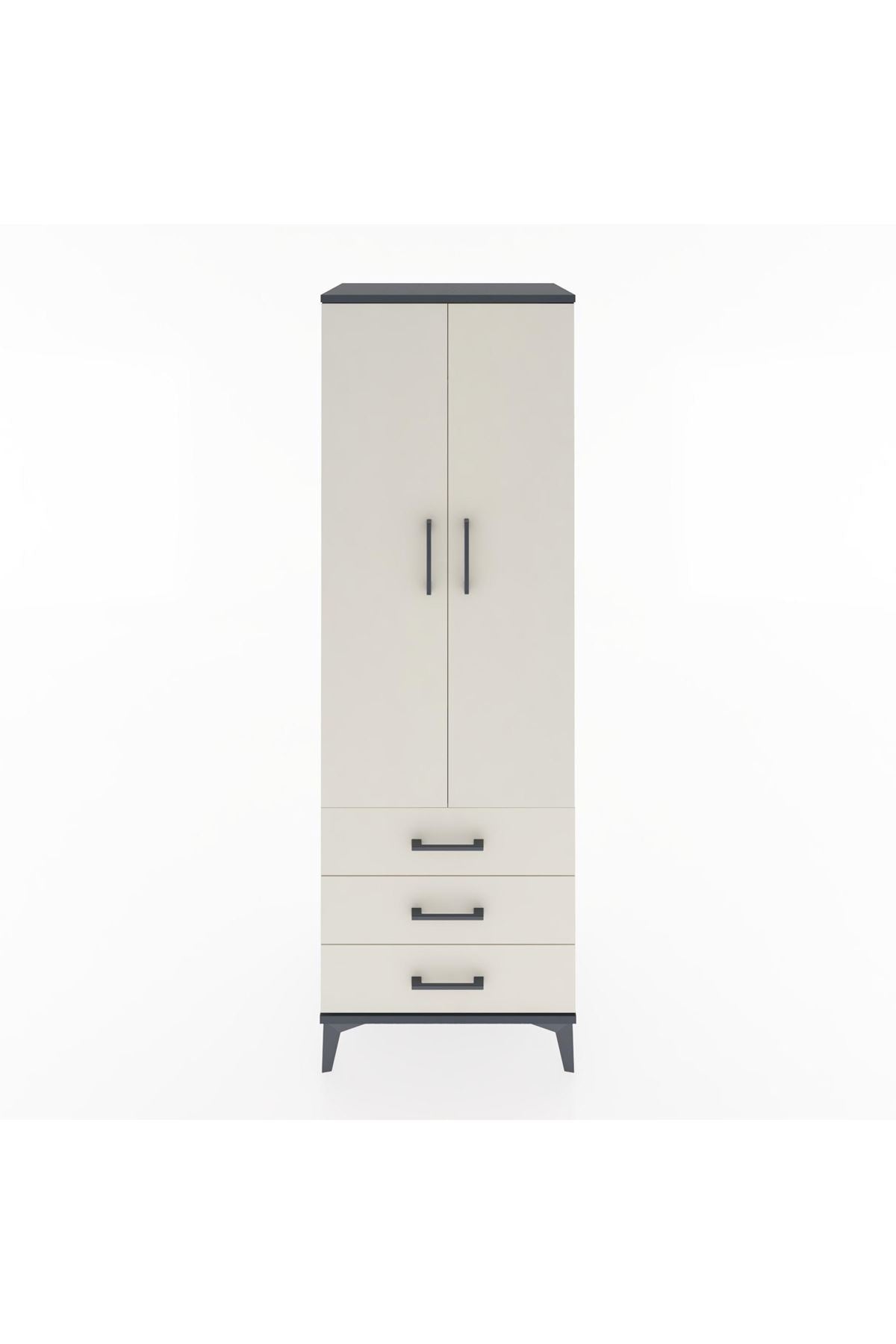 Hyperion Dolap Tek Raflı 3 Çekmeceli Tek Askılı 60x44x182 - S56M028V4B