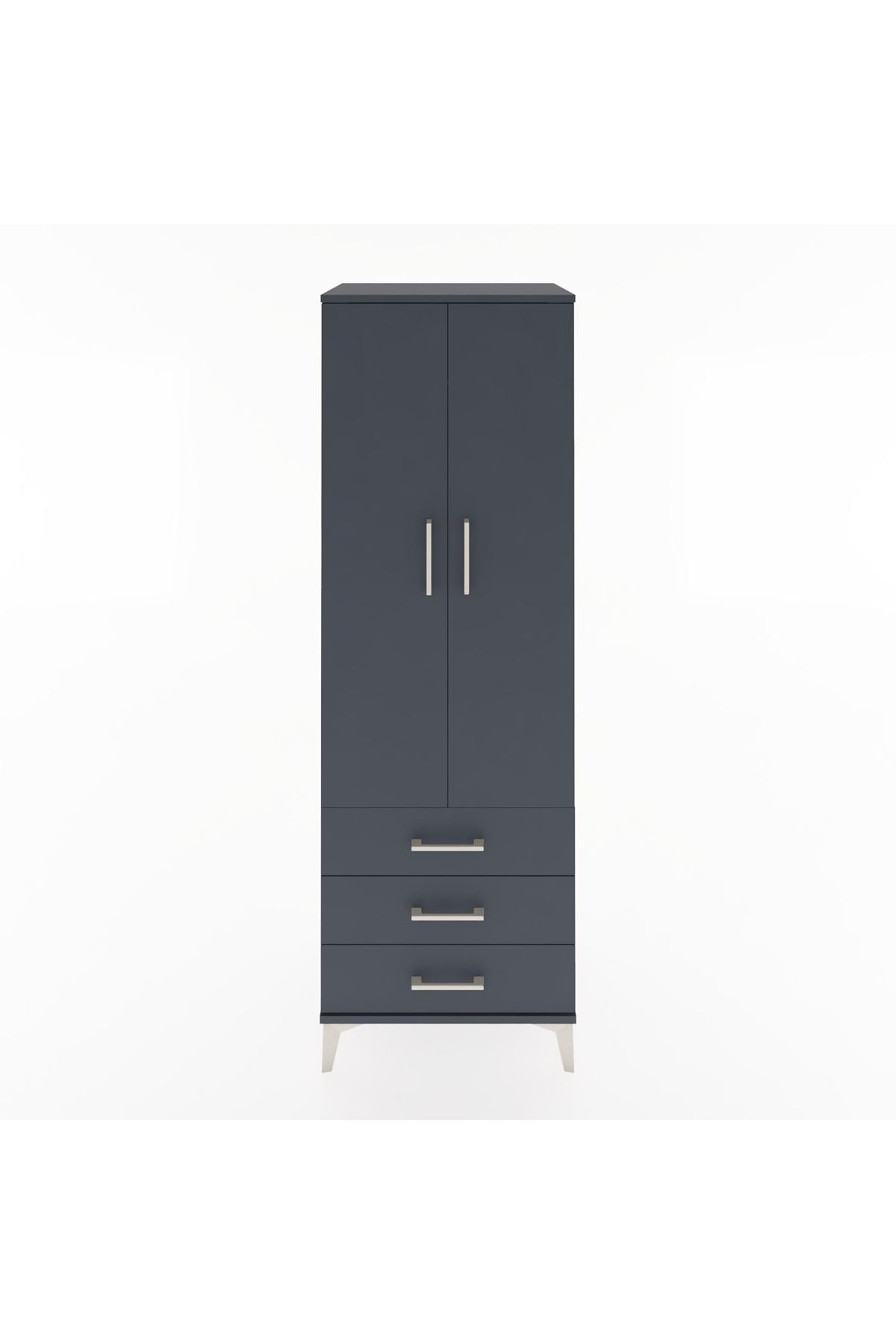 Hyperion Dolap Tek Raflı 3 Çekmeceli Tek Askılı 60x44x182 - S56M028V5B