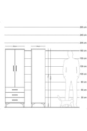 Hyperion Dolap Tek Raflı 3 Çekmeceli Tek Askılı 60x44x182 Aytaşı-Çam