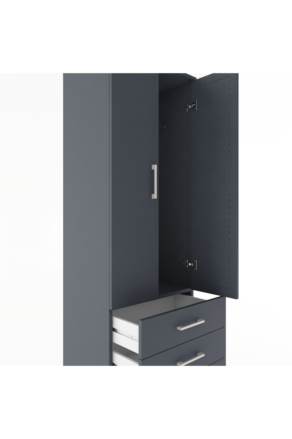 Hyperion Dolap Tek Raflı 3 Çekmeceli Tek Askılı 60x44x182 - S56M028V5B