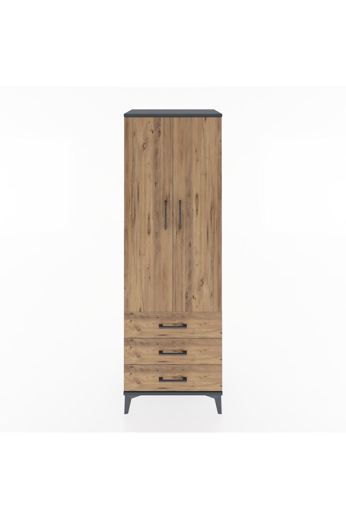 Hyperion Dolap Tek Raflı 3 Çekmeceli Tek Askılı 60x44x182 - S56M028V6B
