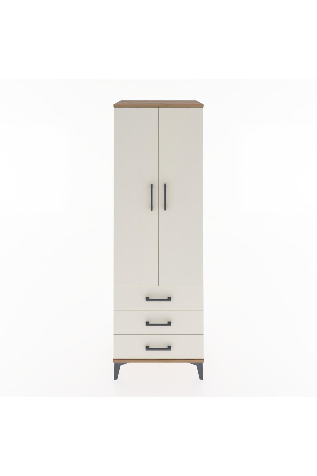 Hyperion Dolap Tek Raflı 3 Çekmeceli Tek Askılı 60x44x182 - S56M028V7B