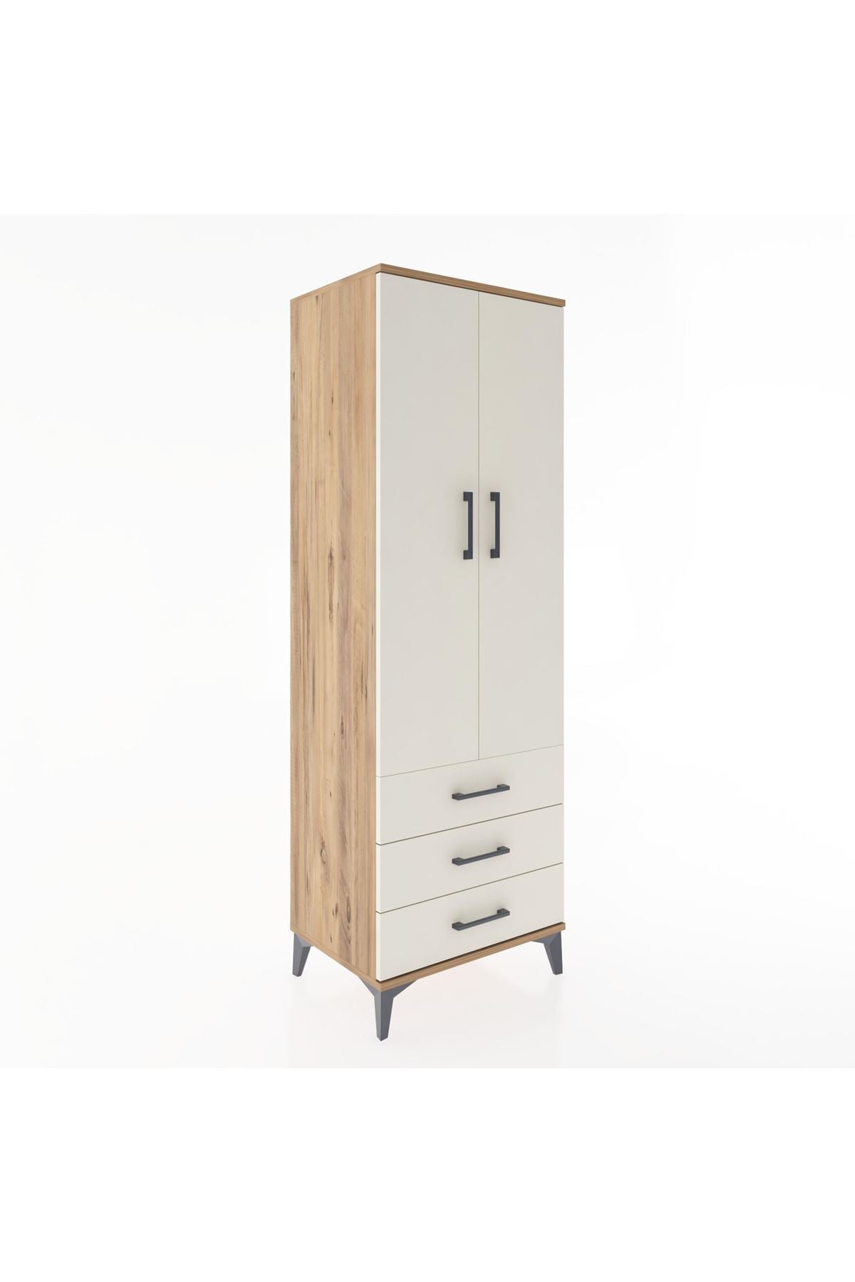 Hyperion Dolap Tek Raflı 3 Çekmeceli Tek Askılı 60x44x182 - S56M028V7B