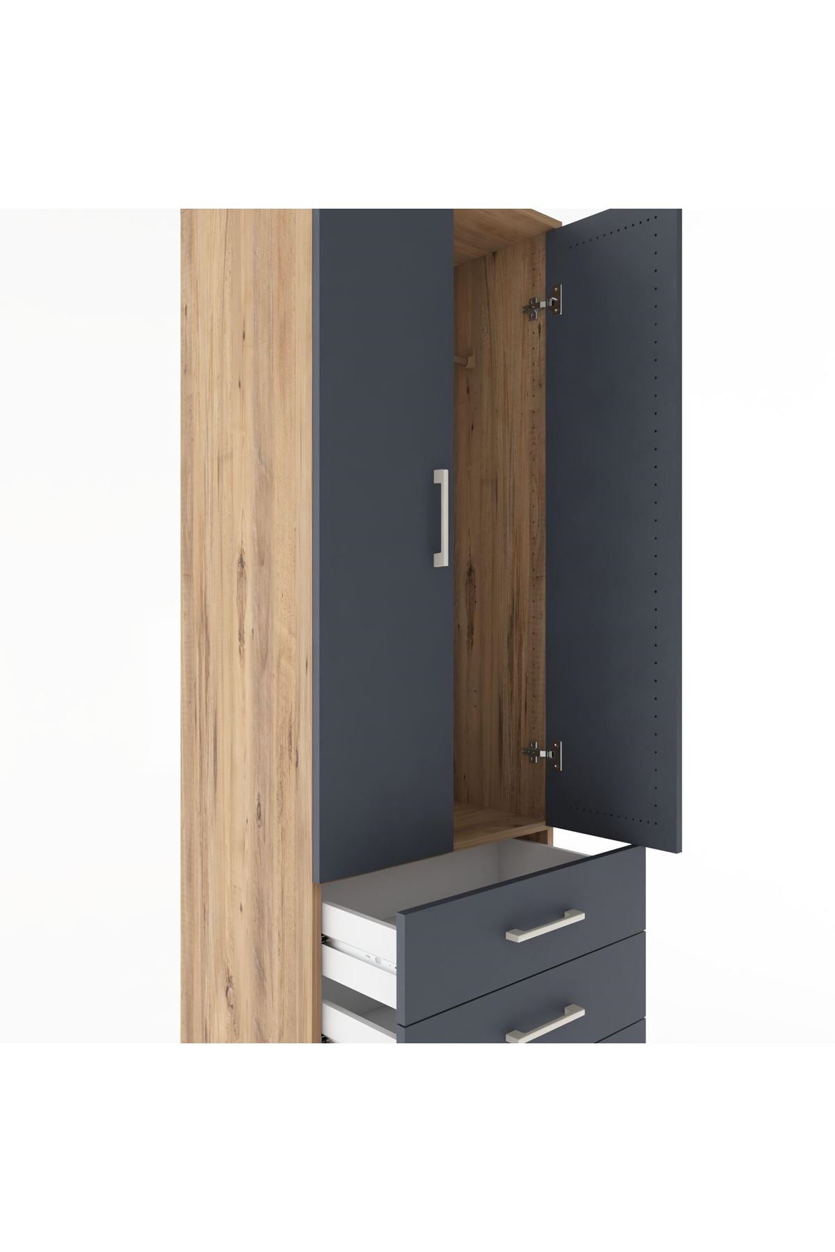 Hyperion Dolap Tek Raflı 3 Çekmeceli Tek Askılı 60x44x182 - S56M028V8B