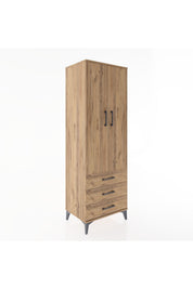 Hyperion Dolap Tek Raflı 3 Çekmeceli Tek Askılı 60x44x182 - S56M028V9B