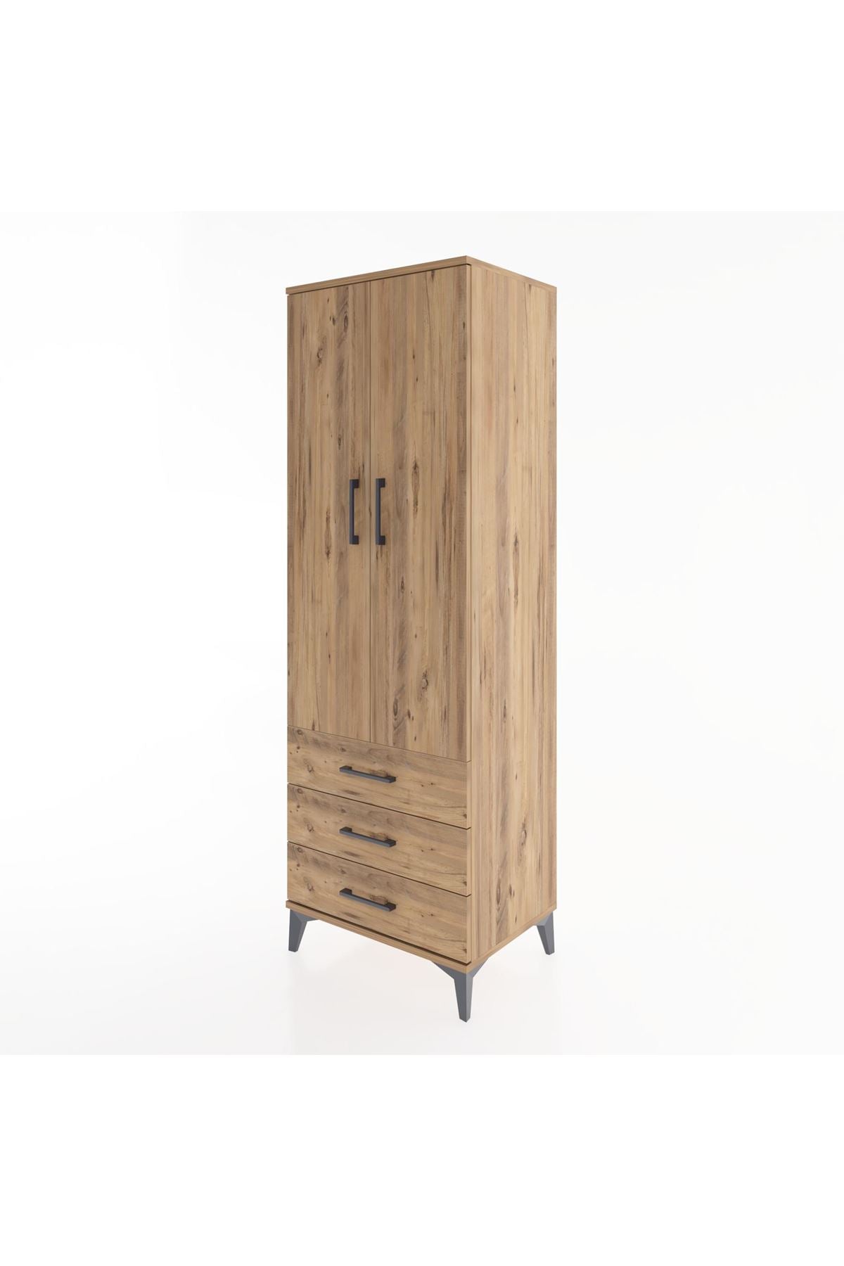 Hyperion Dolap Tek Raflı 3 Çekmeceli Tek Askılı 60x44x182 - S56M028V9B
