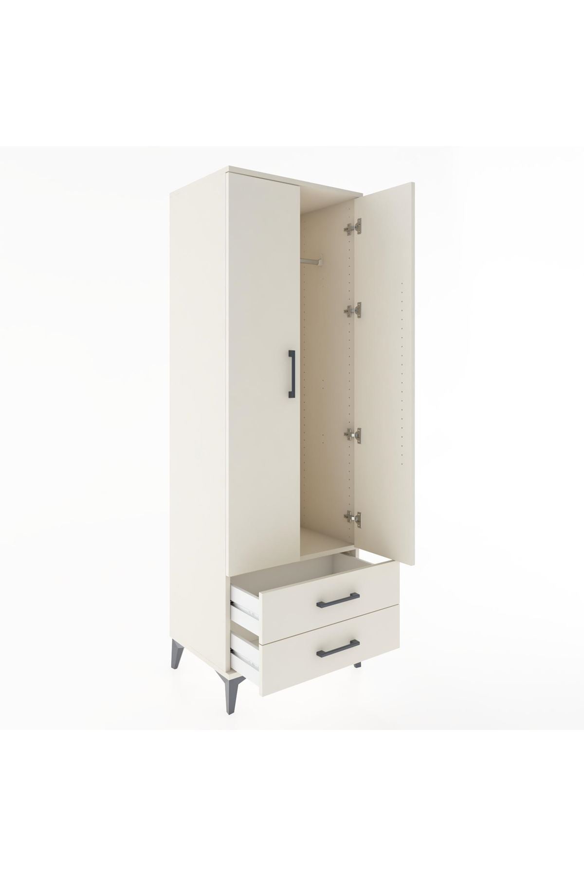Hyperion Dolap Tek Raflı 2 Çekmeceli Tek Askılı 60x44x182 - S56M029V1B