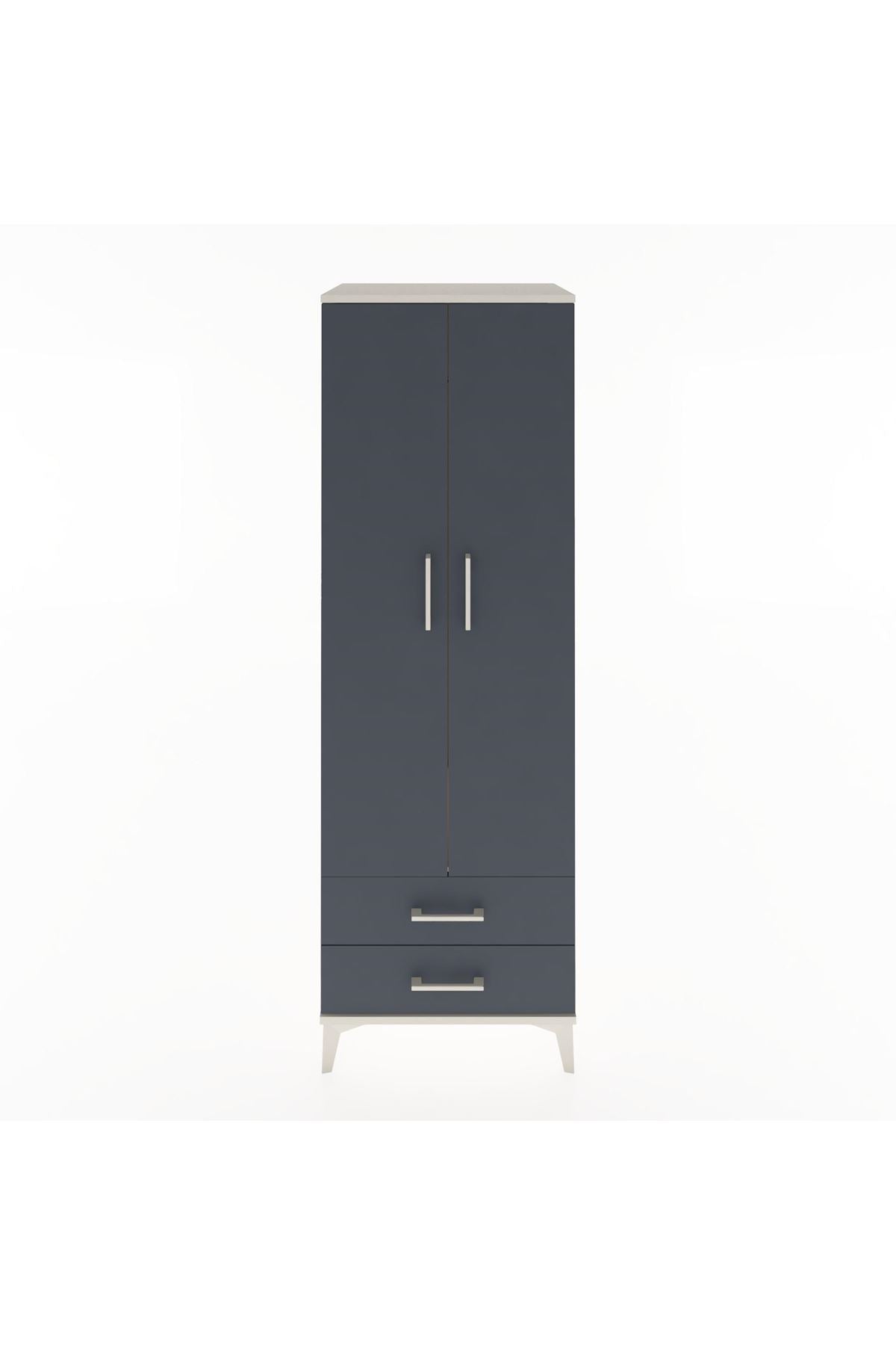 Hyperion Dolap Tek Raflı 2 Çekmeceli Tek Askılı 60x44x182 - S56M029V2B