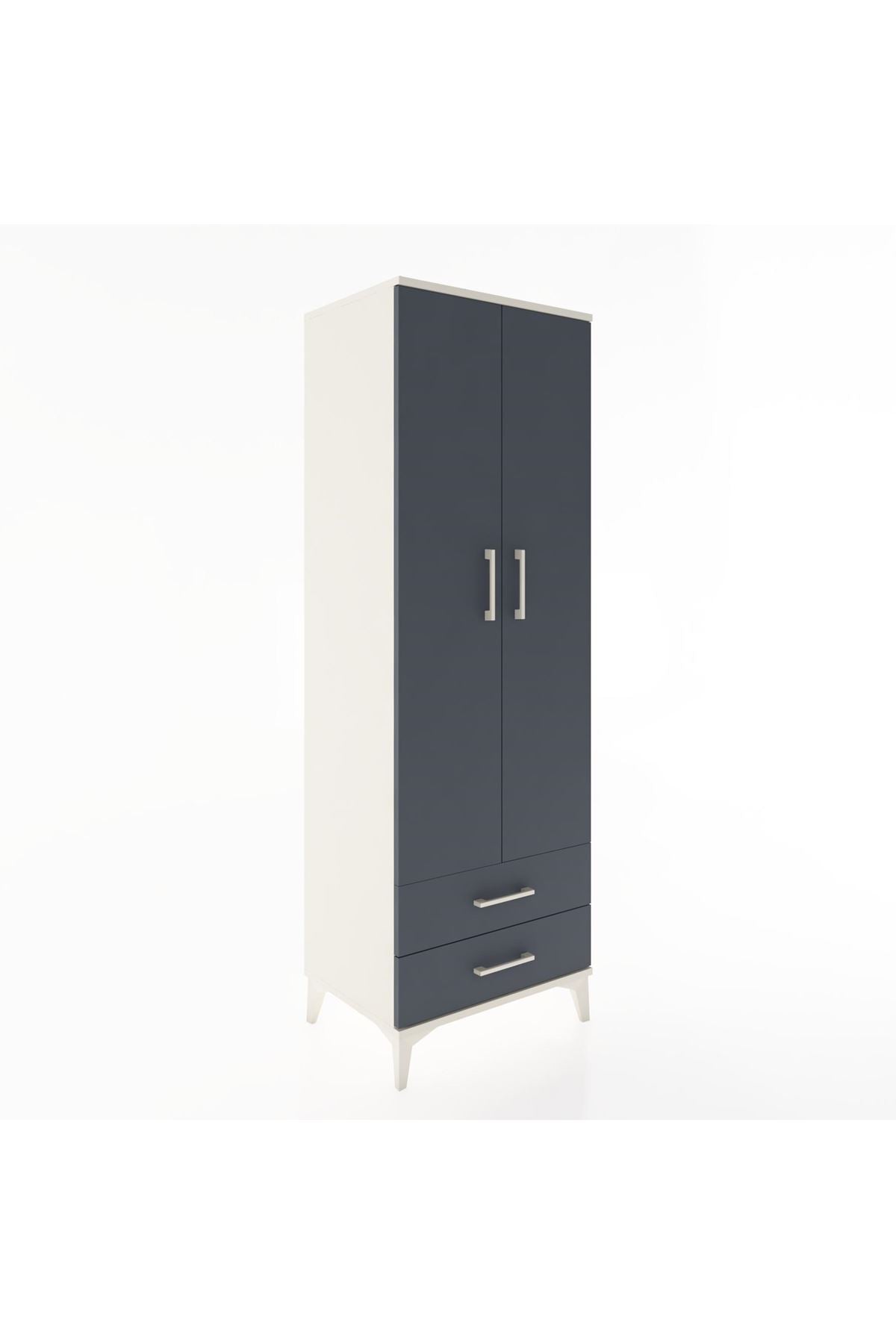 Hyperion Dolap Tek Raflı 2 Çekmeceli Tek Askılı 60x44x182 - S56M029V2B