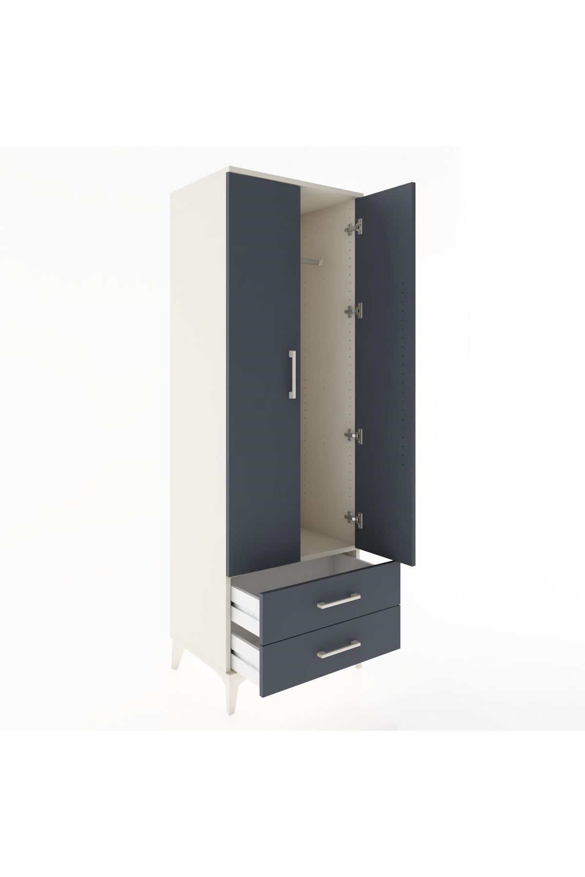 Hyperion Dolap Tek Raflı 2 Çekmeceli Tek Askılı 60x44x182 - S56M029V2B