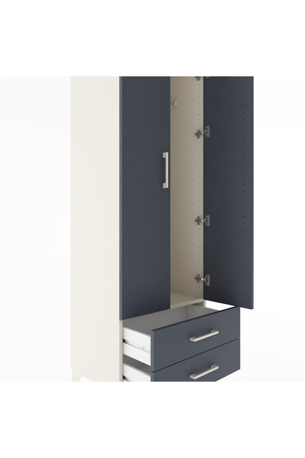 Hyperion Dolap Tek Raflı 2 Çekmeceli Tek Askılı 60x44x182 - S56M029V2B