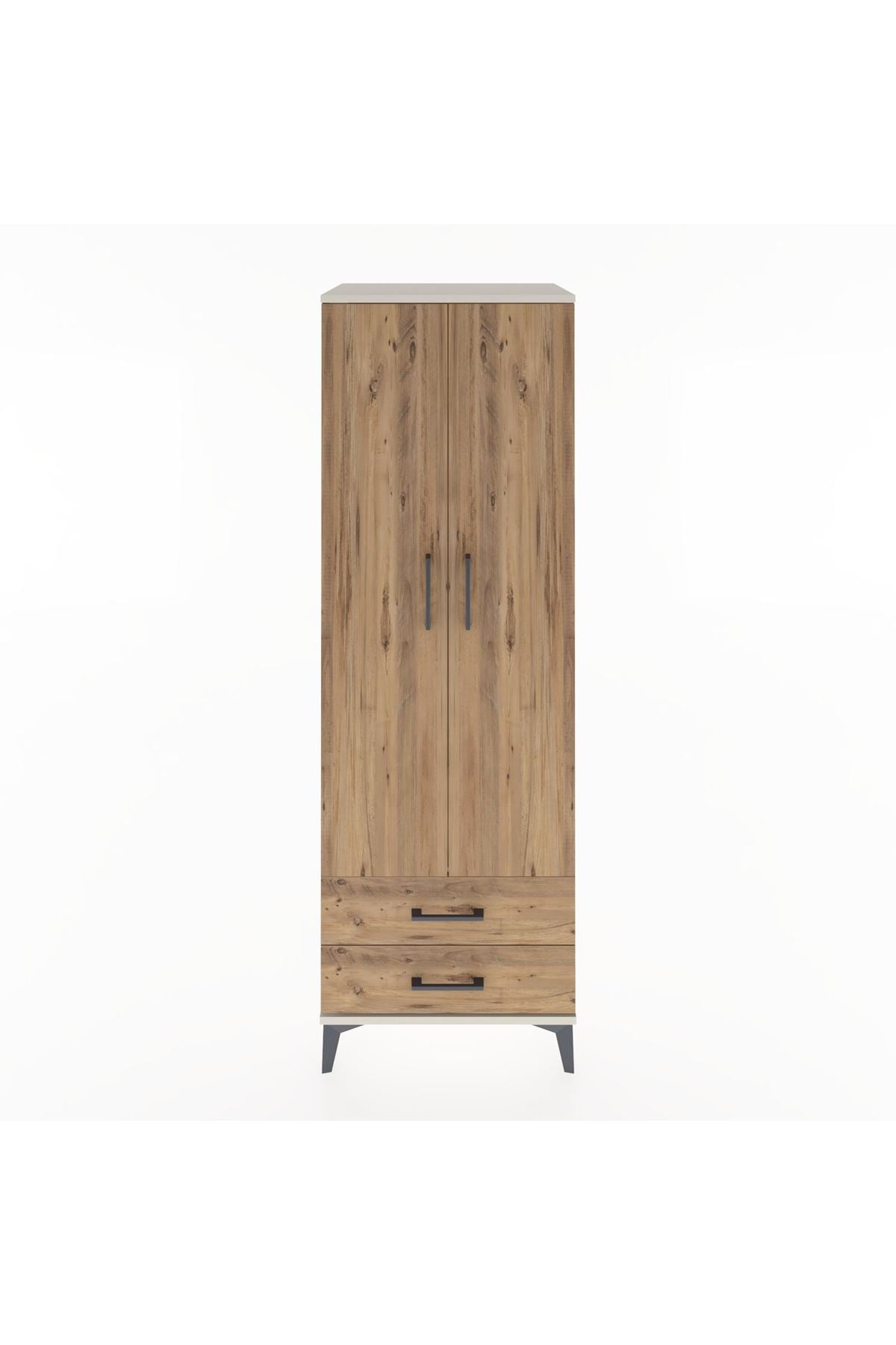 Hyperion Dolap Tek Raflı 2 Çekmeceli Tek Askılı 60x44x182 Aytaşı-Çam