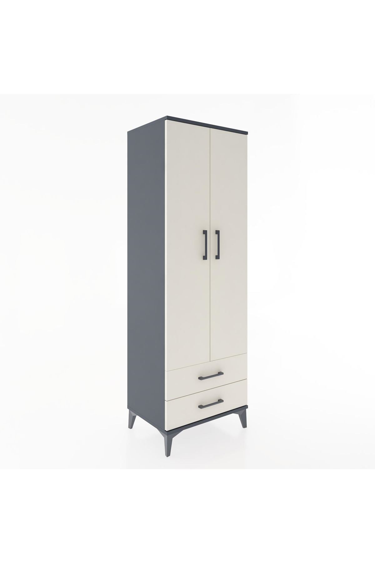 Hyperion Dolap Tek Raflı 2 Çekmeceli Tek Askılı 60x44x182 - S56M029V4B
