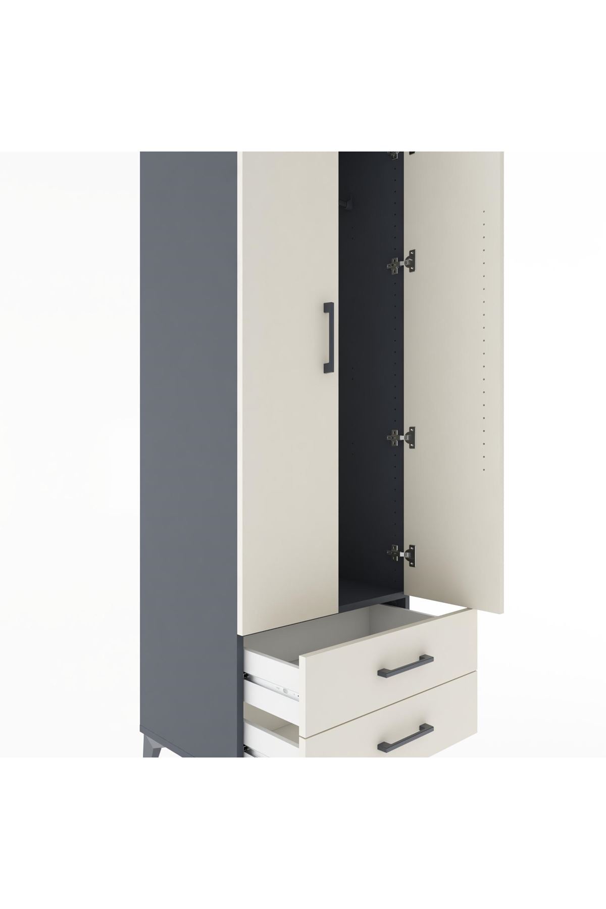 Hyperion Dolap Tek Raflı 2 Çekmeceli Tek Askılı 60x44x182 - S56M029V4B