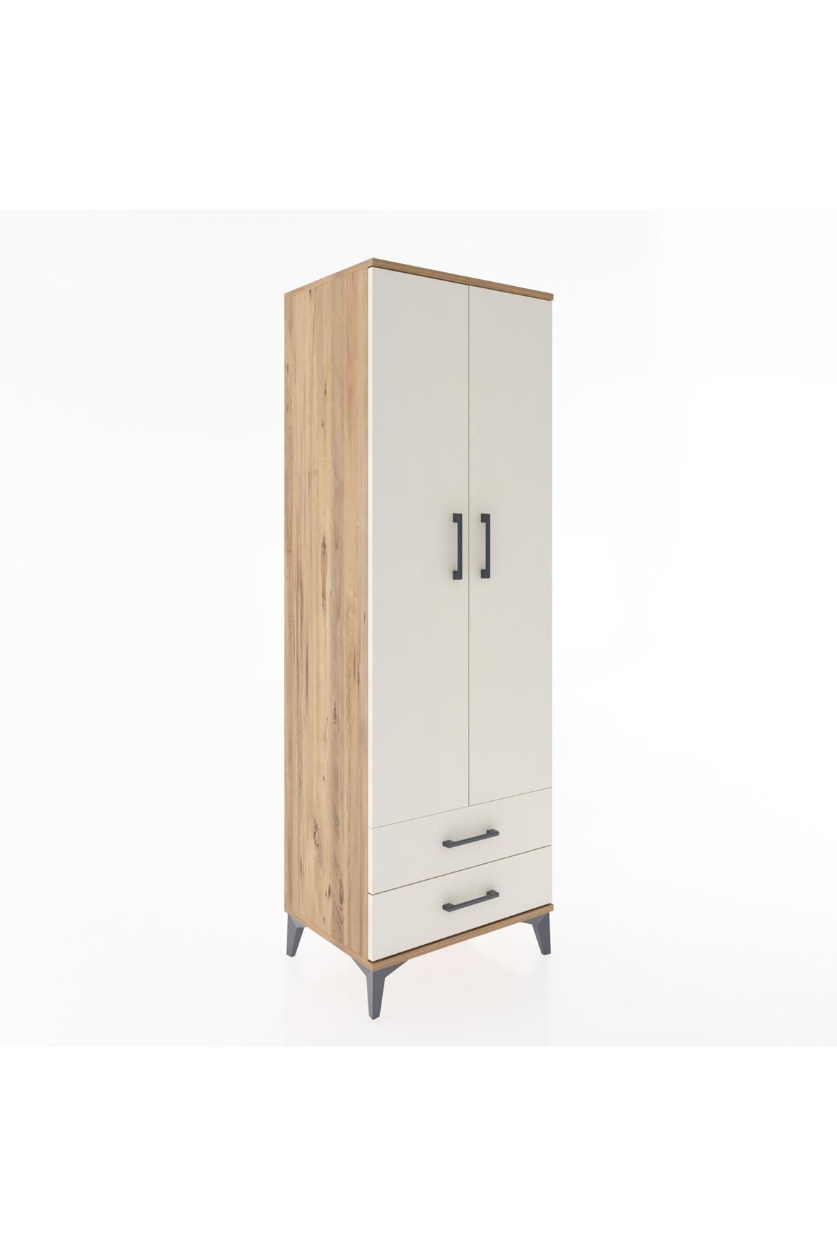 Hyperion Dolap Tek Raflı 2 Çekmeceli Tek Askılı 60x44x182 - S56M029V7B