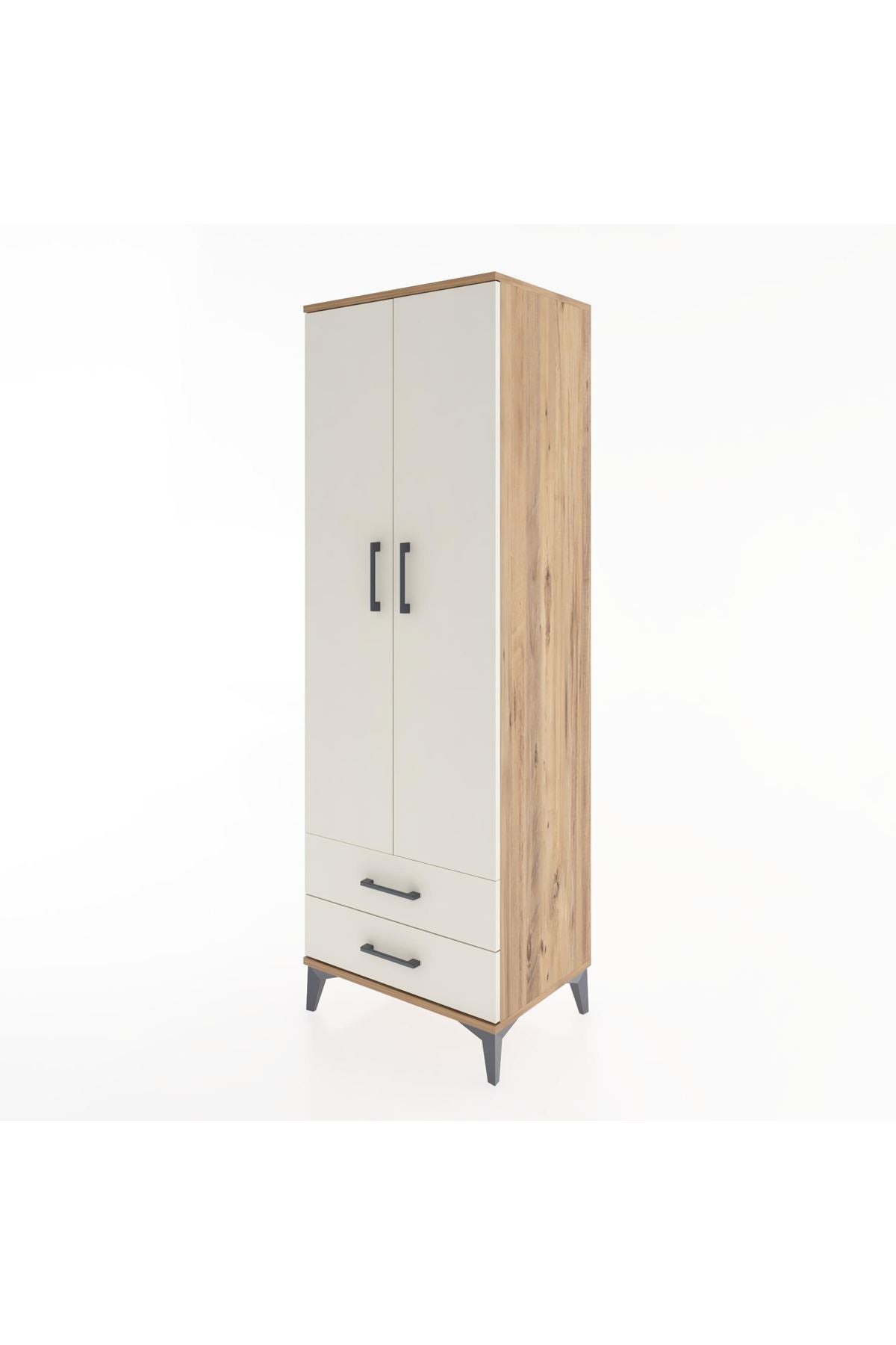 Hyperion Dolap Tek Raflı 2 Çekmeceli Tek Askılı 60x44x182 - S56M029V7B