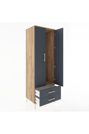 Hyperion Dolap Tek Raflı 2 Çekmeceli Tek Askılı 60x44x182 - S56M029V8B