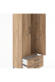 Hyperion Dolap Tek Raflı 2 Çekmeceli Tek Askılı 60x44x182 Çam-Çam