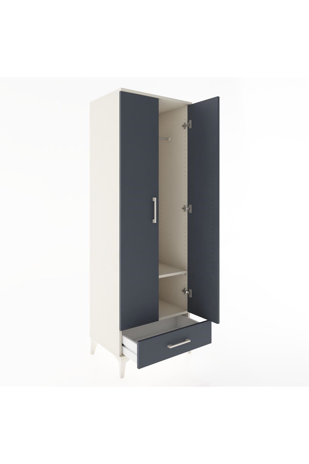 Hyperion Dolap 2 Raflı Tek Çekmeceli Tek Askılı 60x44x182 Aytaşı-Antrasit