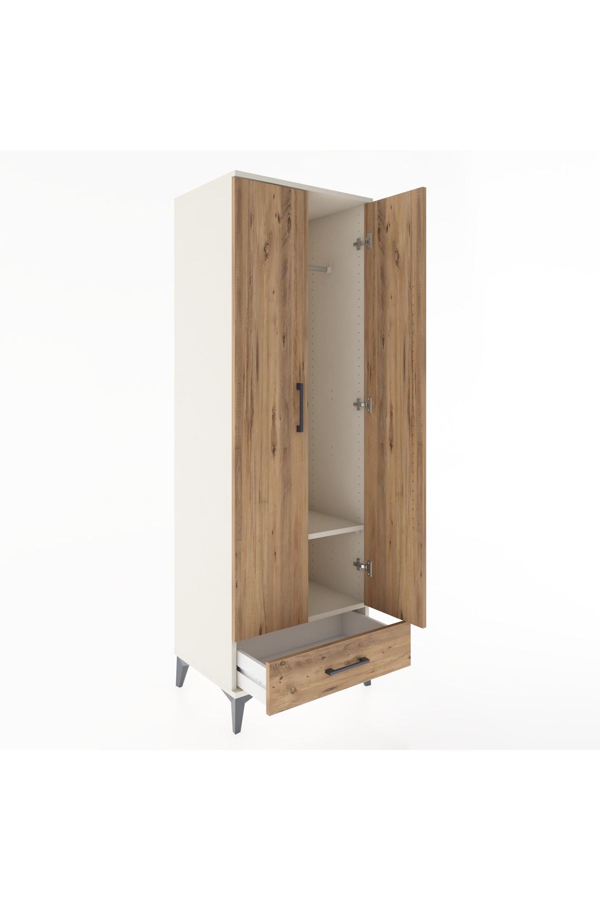 Hyperion Dolap 2 Raflı Tek Çekmeceli Tek Askılı 60x44x182 Aytaşı-Çam