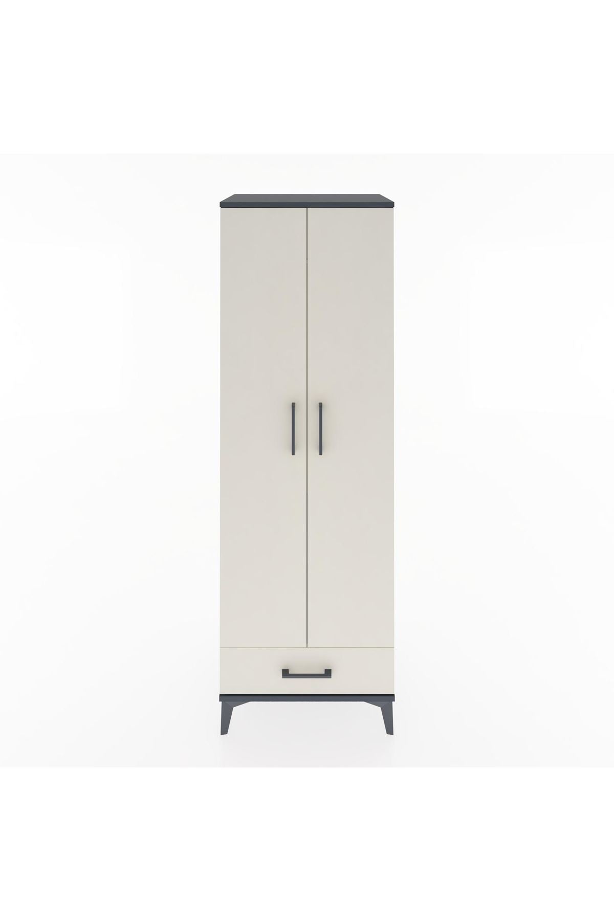 Hyperion Dolap 2 Raflı Tek Çekmeceli Tek Askılı 60x44x182 Antrasit-Aytaşı
