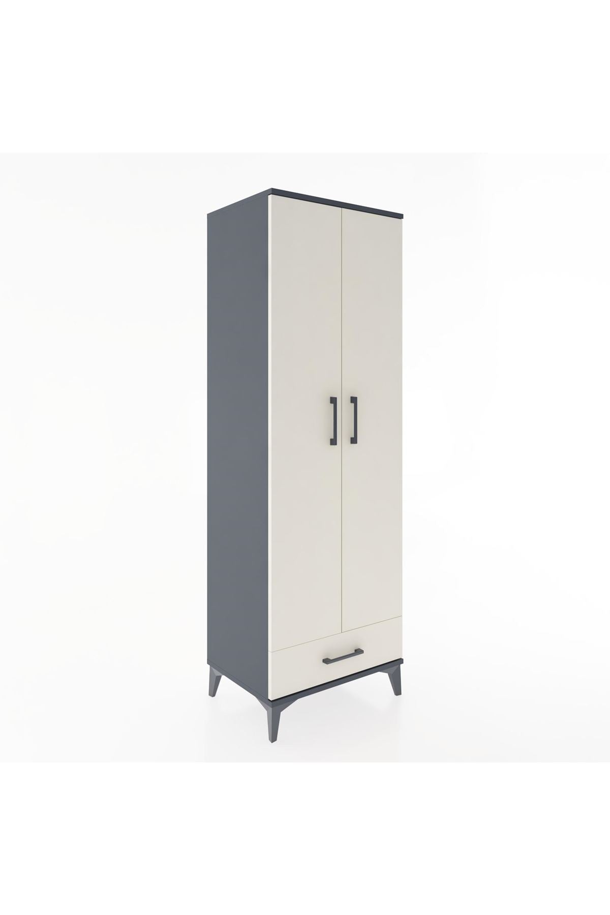 Hyperion Dolap 2 Raflı Tek Çekmeceli Tek Askılı 60x44x182 Antrasit-Aytaşı