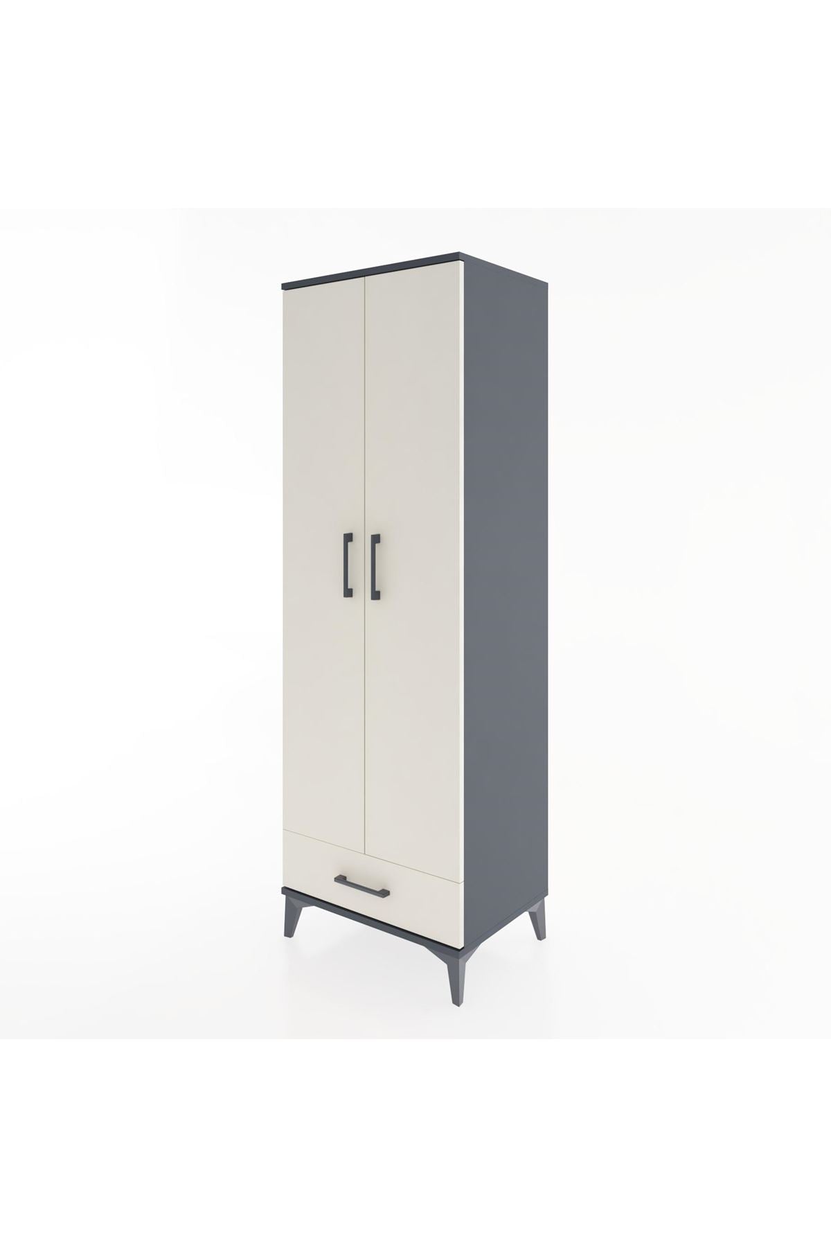 Hyperion Dolap 2 Raflı Tek Çekmeceli Tek Askılı 60x44x182 Antrasit-Aytaşı