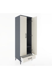 Hyperion Dolap 2 Raflı Tek Çekmeceli Tek Askılı 60x44x182 Antrasit-Aytaşı