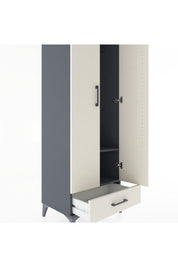 Hyperion Dolap 2 Raflı Tek Çekmeceli Tek Askılı 60x44x182 Antrasit-Aytaşı