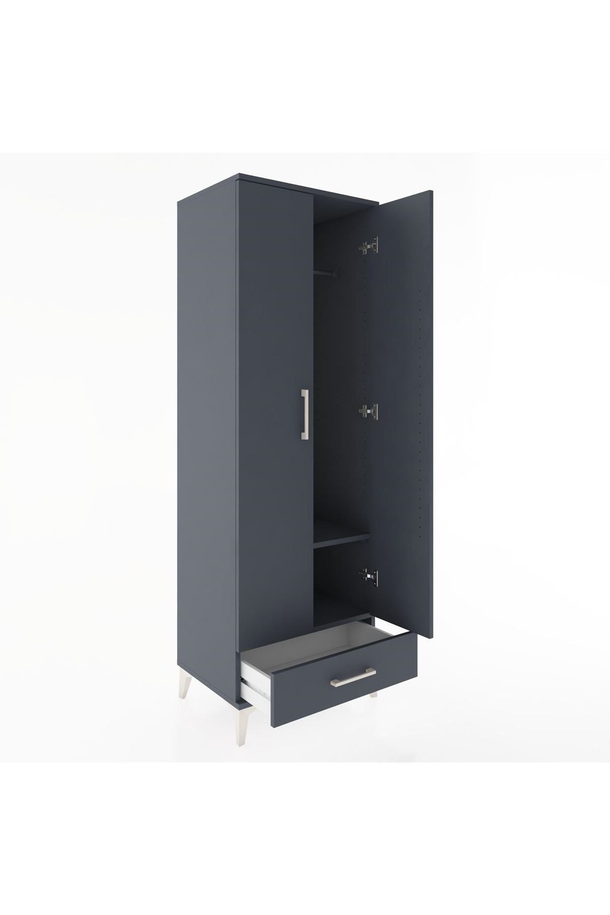 Hyperion Dolap 2 Raflı Tek Çekmeceli Tek Askılı 60x44x182 Antrasit-Antrasit