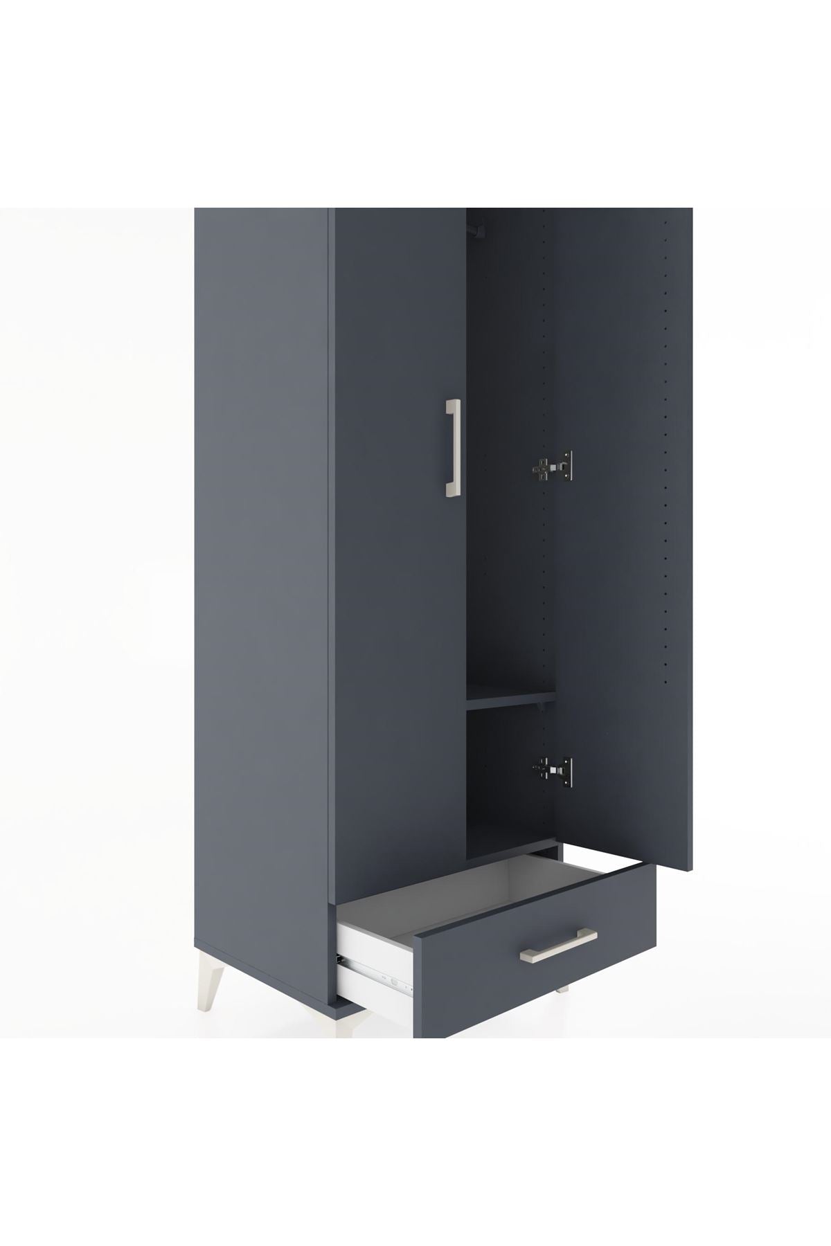 Hyperion Dolap 2 Raflı Tek Çekmeceli Tek Askılı 60x44x182 Antrasit-Antrasit