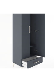 Hyperion Dolap 2 Raflı Tek Çekmeceli Tek Askılı 60x44x182 Antrasit-Antrasit