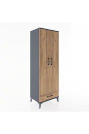 Hyperion Dolap 2 Raflı Tek Çekmeceli Tek Askılı 60x44x182 Antrasit-Çam