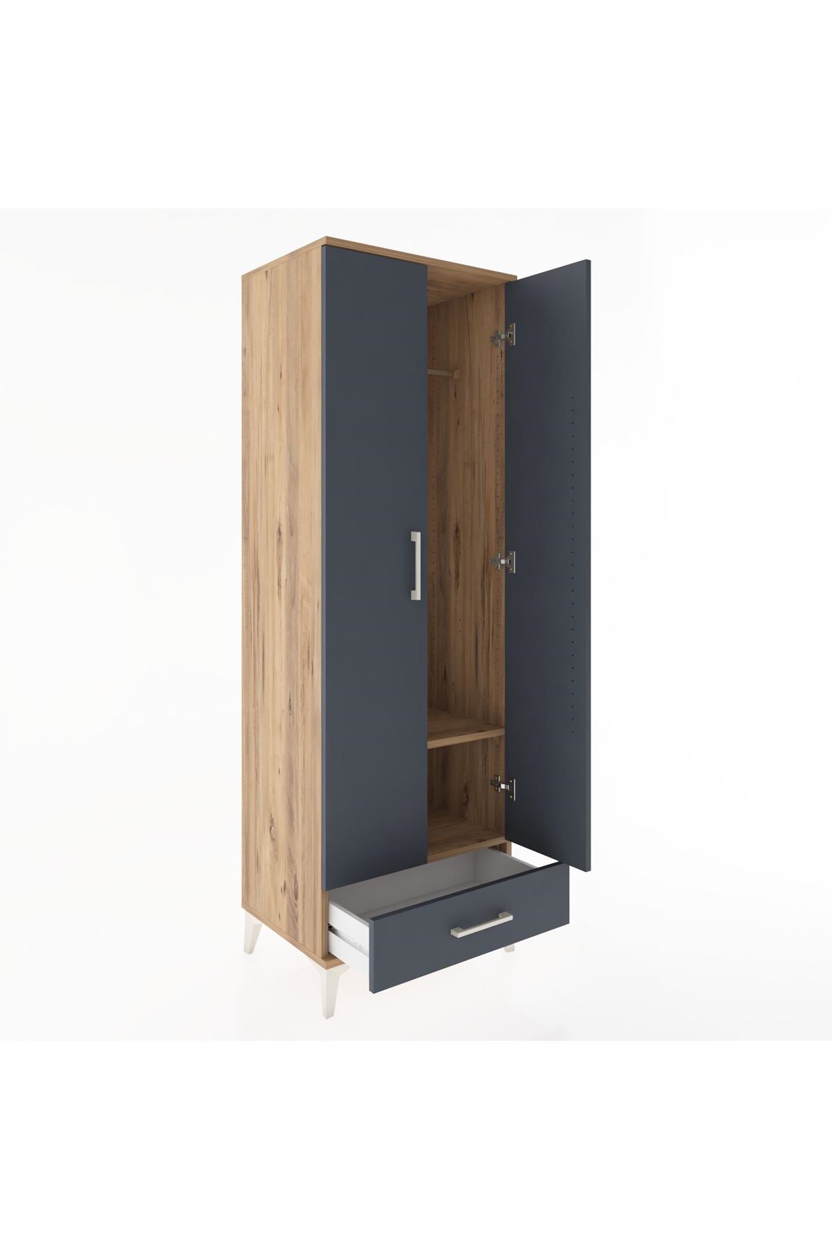 Hyperion Dolap 2 Raflı Tek Çekmeceli Tek Askılı 60x44x182 Çam-Antrasit