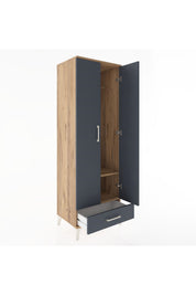 Hyperion Dolap 2 Raflı Tek Çekmeceli Tek Askılı 60x44x182 Çam-Antrasit