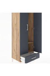 Hyperion Dolap 2 Raflı Tek Çekmeceli Tek Askılı 60x44x182 Çam-Antrasit