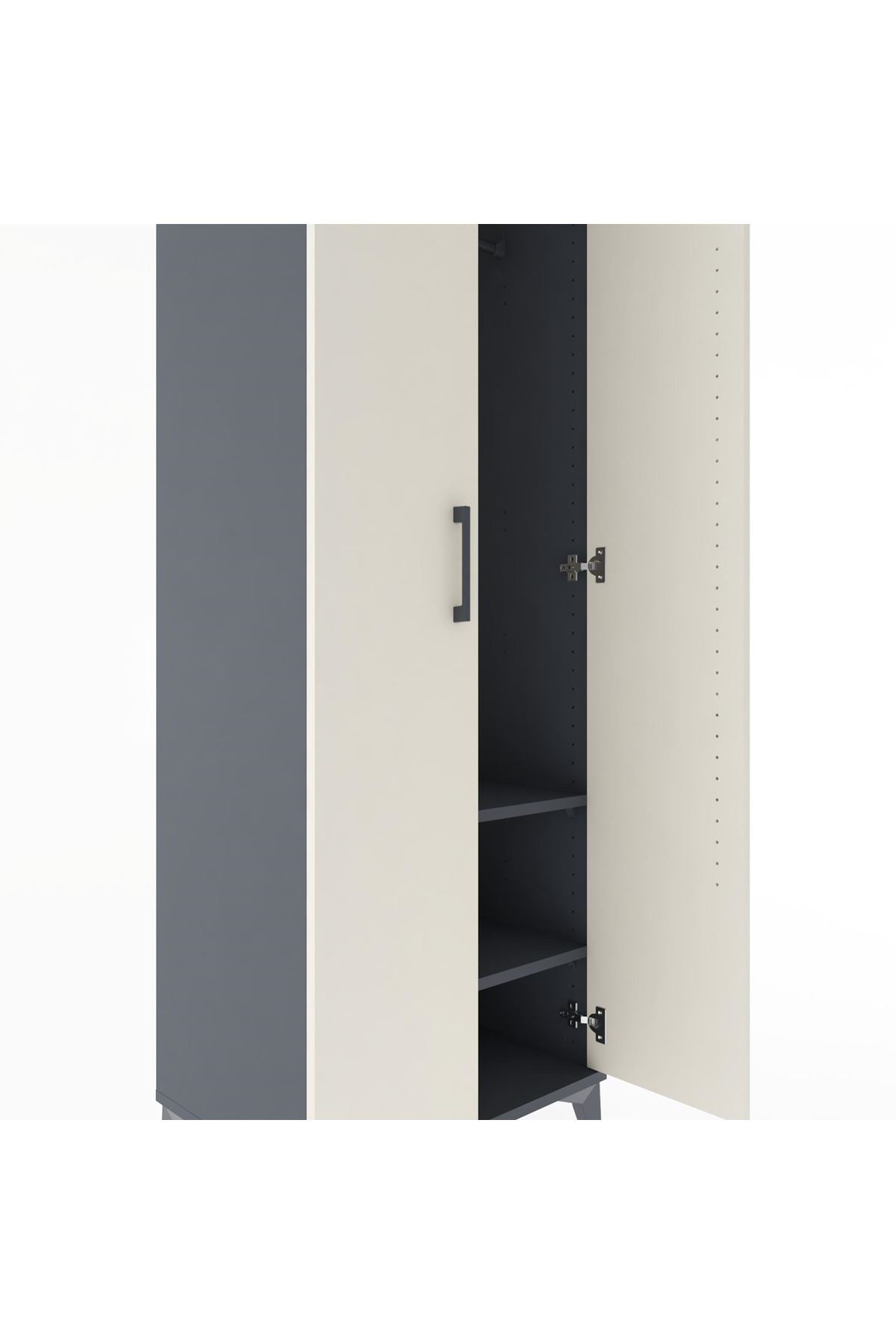 Hyperion Dolap 2 Raflı 2 Kapaklı Tek Askılı 60x44x182 Antrasit-Aytaşı