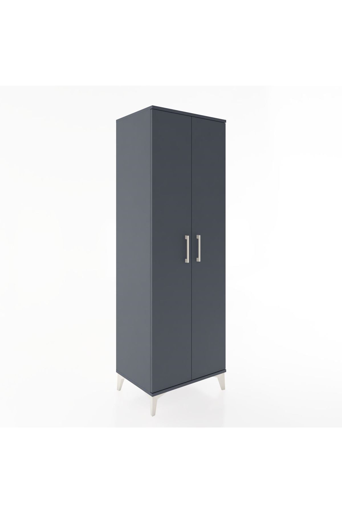 Hyperion Dolap 2 Raflı 2 Kapaklı Tek Askılı 60x44x182 Antrasit-Antrasit