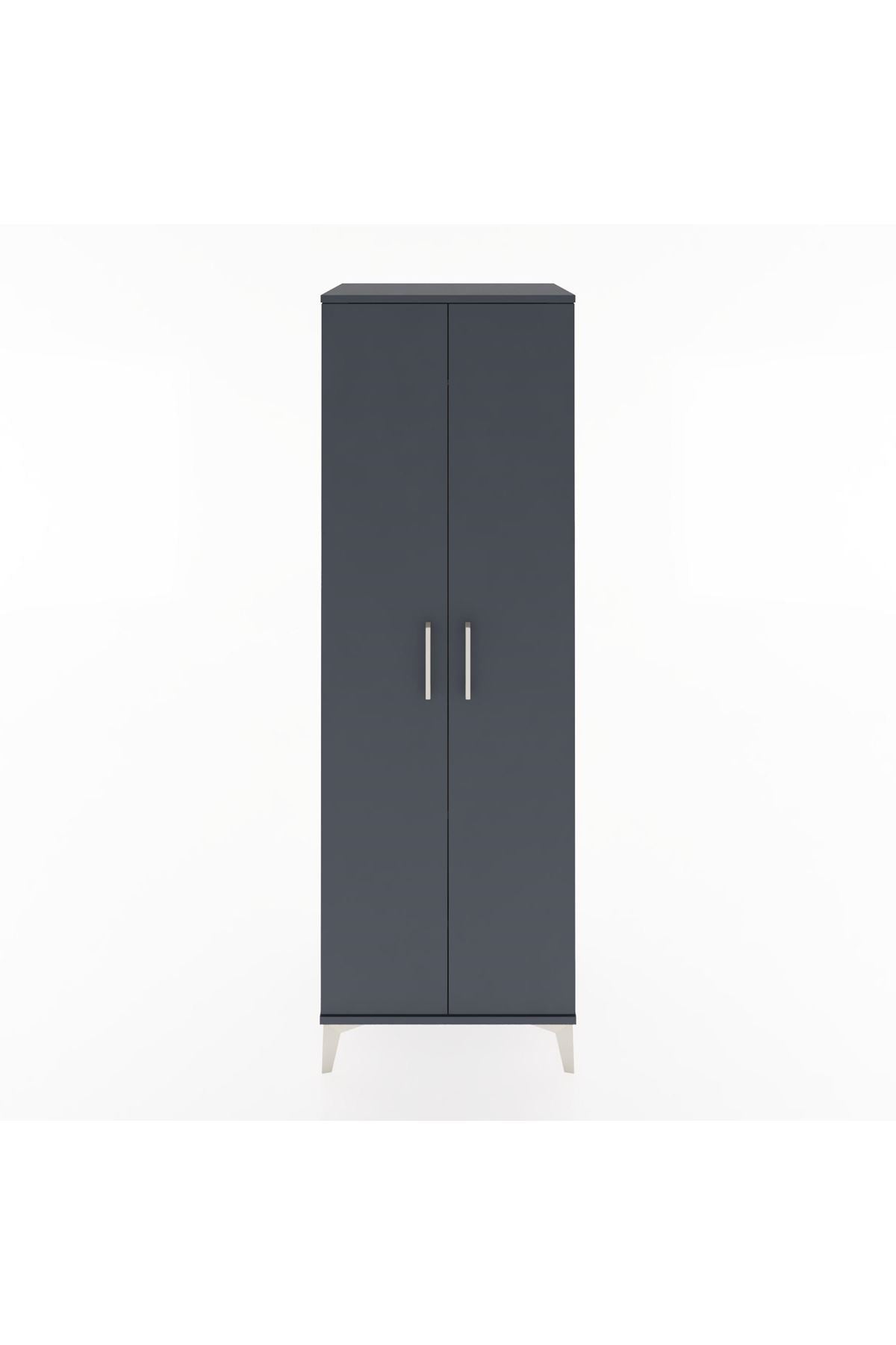 Hyperion Dolap 2 Raflı 2 Kapaklı Tek Askılı 60x44x182 Antrasit-Antrasit