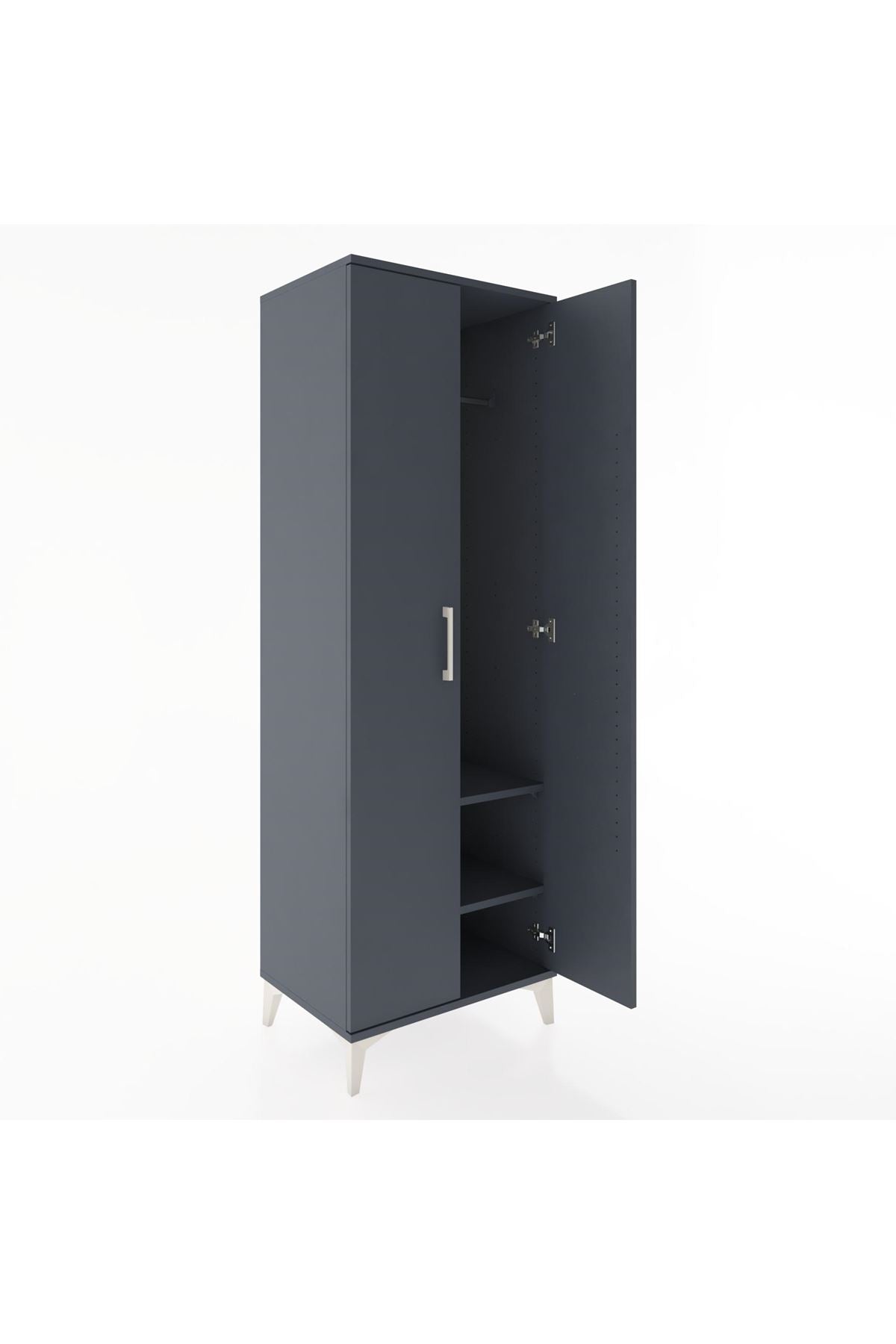 Hyperion Dolap 2 Raflı 2 Kapaklı Tek Askılı 60x44x182 Antrasit-Antrasit