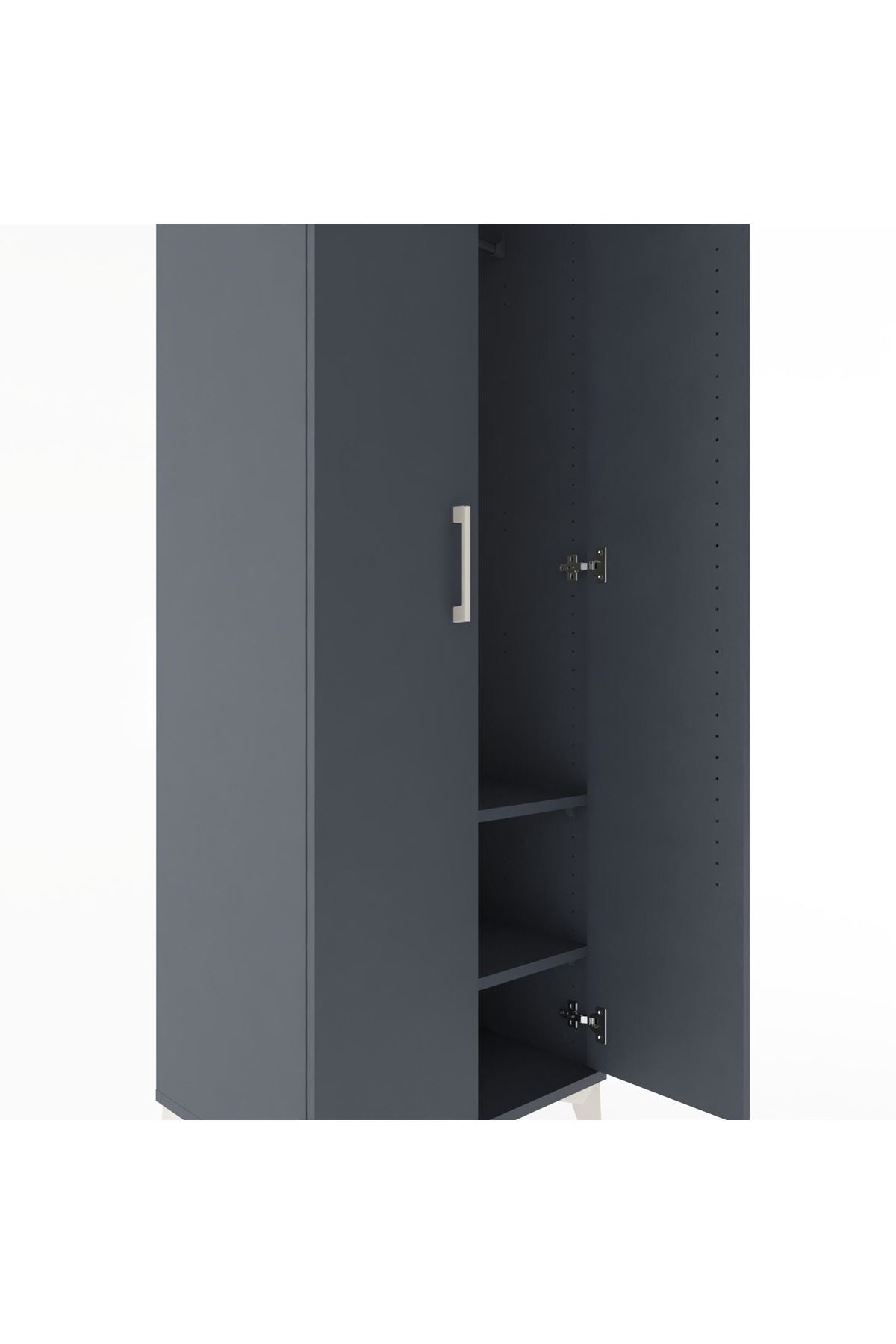 Hyperion Dolap 2 Raflı 2 Kapaklı Tek Askılı 60x44x182 Antrasit-Antrasit