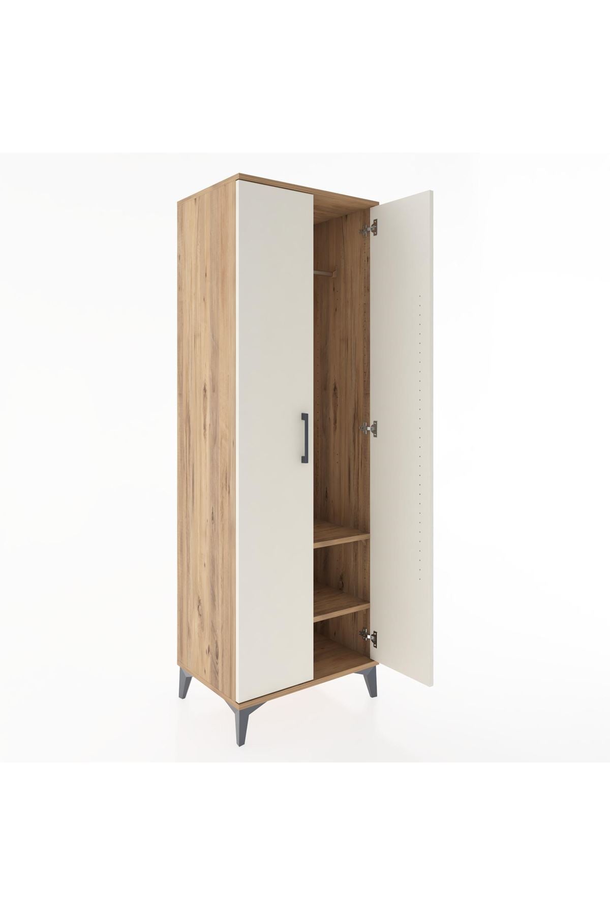 Hyperion Dolap 2 Raflı 2 Kapaklı Tek Askılı 60x44x182 Çam-Aytaşı