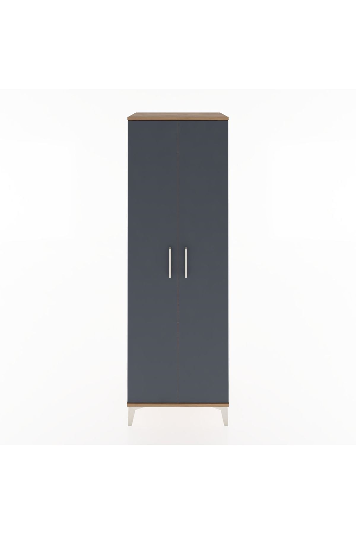 Hyperion Dolap 2 Raflı 2 Kapaklı Tek Askılı 60x44x182 Çam-Antrasit