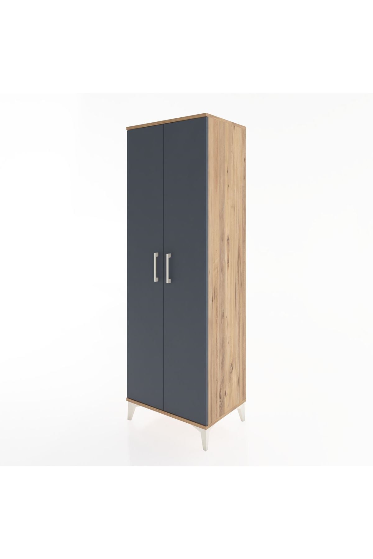 Hyperion Dolap 2 Raflı 2 Kapaklı Tek Askılı 60x44x182 Çam-Antrasit