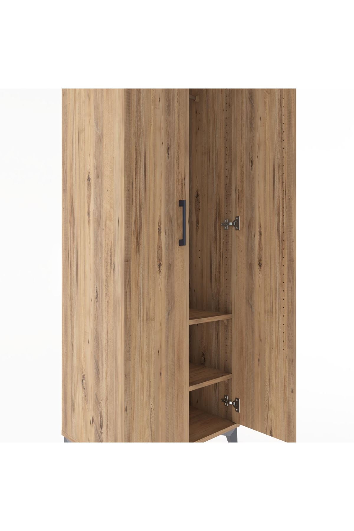 Hyperion Dolap 2 Raflı 2 Kapaklı Tek Askılı 60x44x182 Çam-Çam