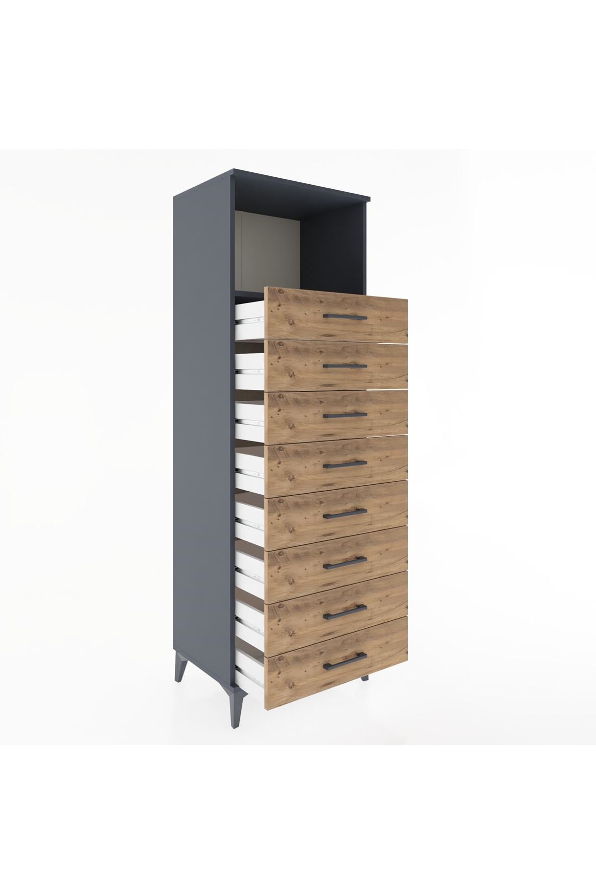 Hyperion Dolap Tek Raflı 8 Çekmeceli 60x44x182 - S56M032V6B