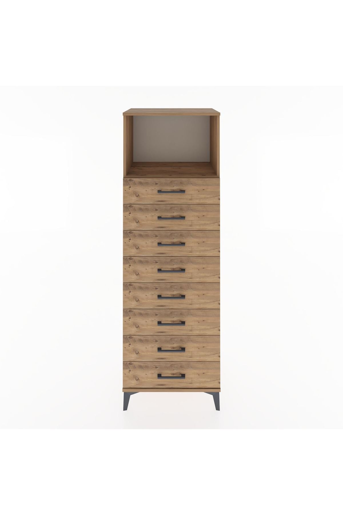 Hyperion Dolap Tek Raflı 8 Çekmeceli 60x44x182 Çam-Çam