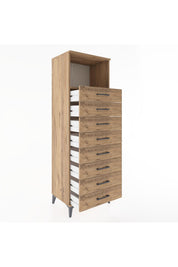 Hyperion Dolap Tek Raflı 8 Çekmeceli 60x44x182 Çam-Çam