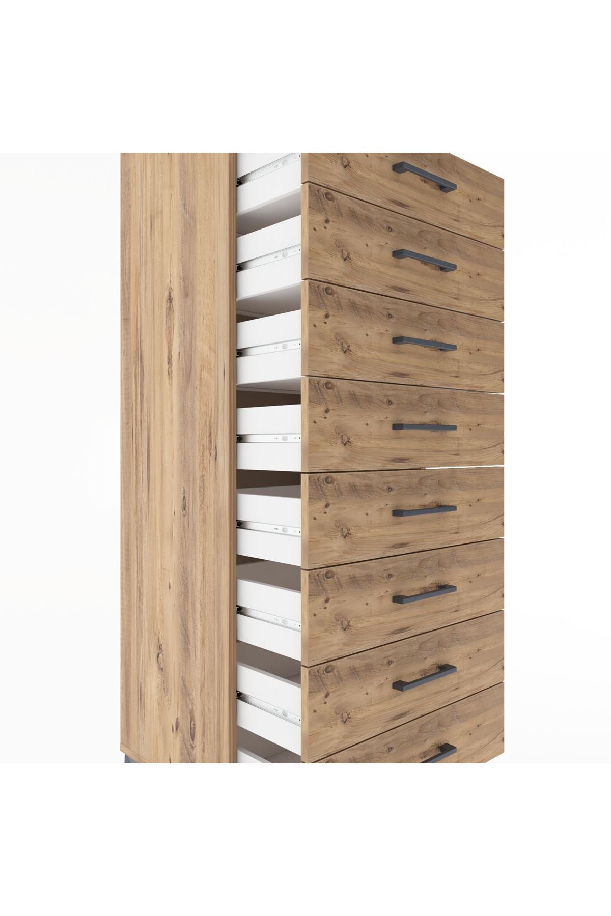 Hyperion Dolap Tek Raflı 8 Çekmeceli 60x44x182 Çam-Çam