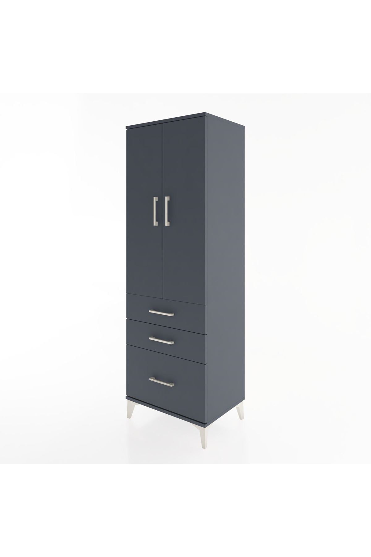 Hyperion Dolap 2 Raflı 3 Çekmeceli 2 Kapaklı 60x44x182 Antrasit-Antrasit